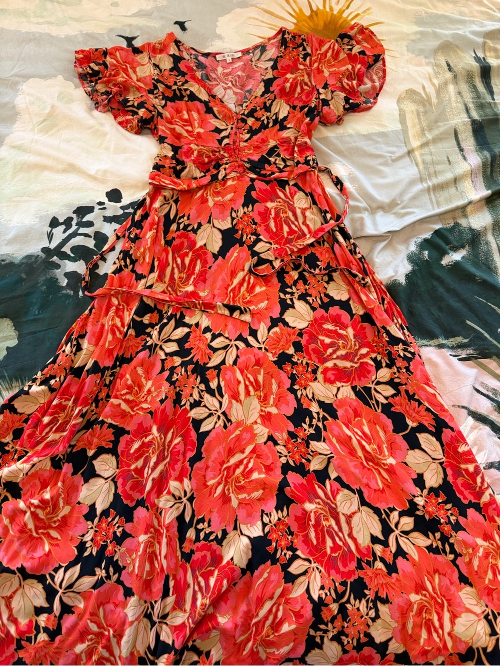 Abel the Label Floral Maxi Dress - Red and black Floral